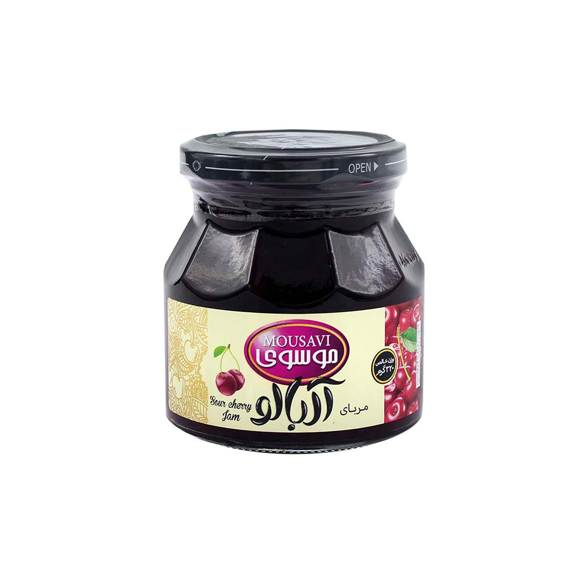موسوی_ مربای آلبالو 320 گرم شیشه ای 12*1